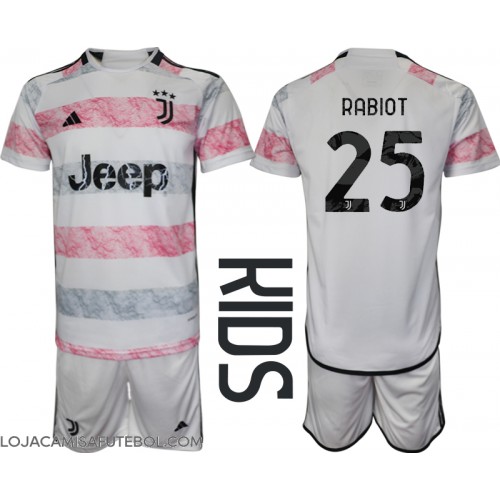 Camisa de Futebol Juventus Adrien Rabiot #25 Equipamento Secundário Infantil 2023-24 Manga Curta (+ Calças curtas)